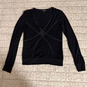 Bebe Black Long Sleeve Top with embellishment size S